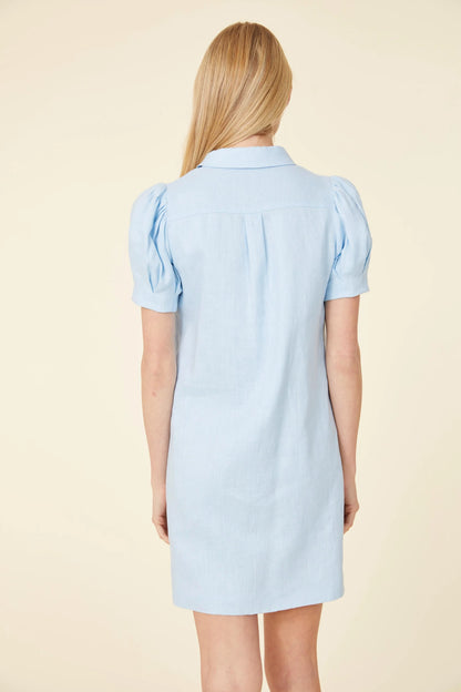 Linen Button Down Dress- Light Blue