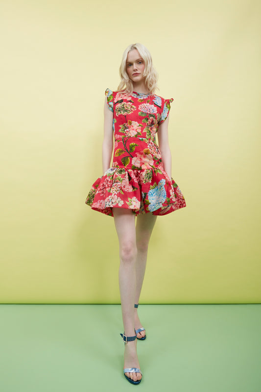 Fuchsia Bloom Mini Dress