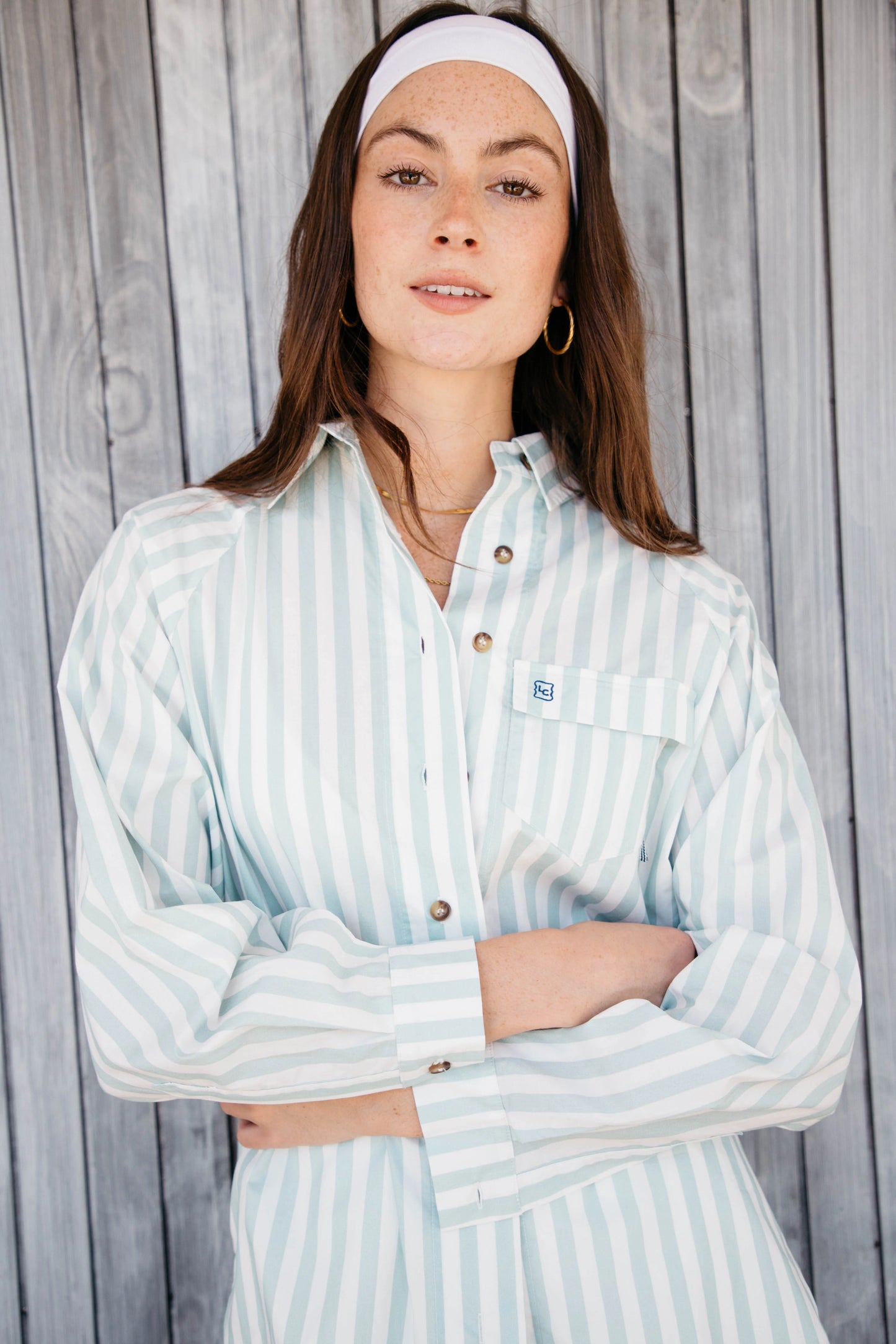 The Captain Shirt- Sea Foam Stripe