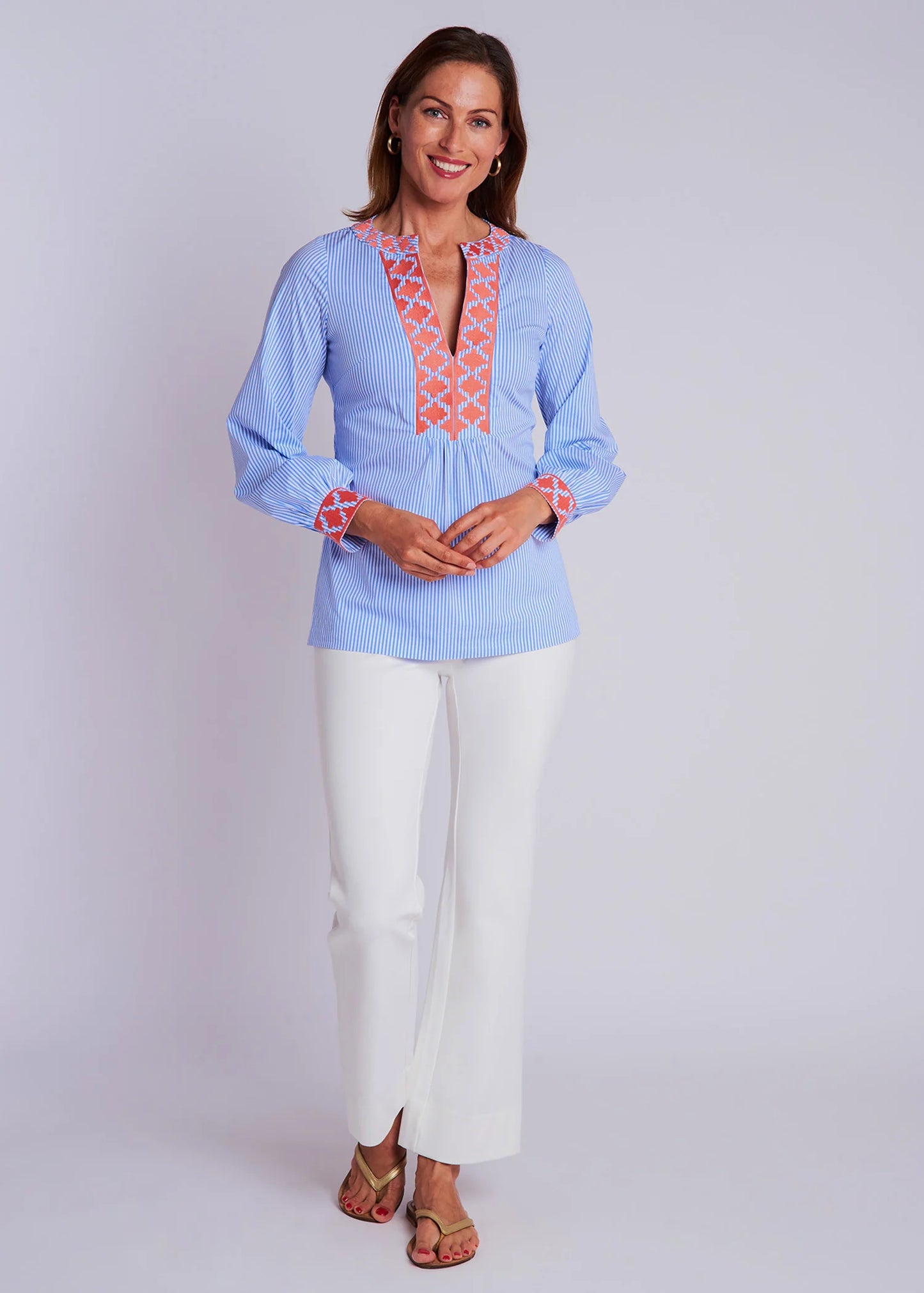 Clementine Blouse- Blue Stripe