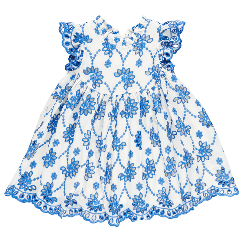 Baby Girls Cynthia Dress Set- Blue Eyelet