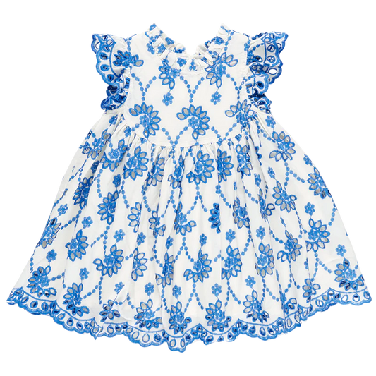 Baby Girls Cynthia Dress Set- Blue Eyelet