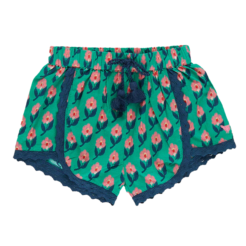 Girls Millie Short- Green Ikat Floral