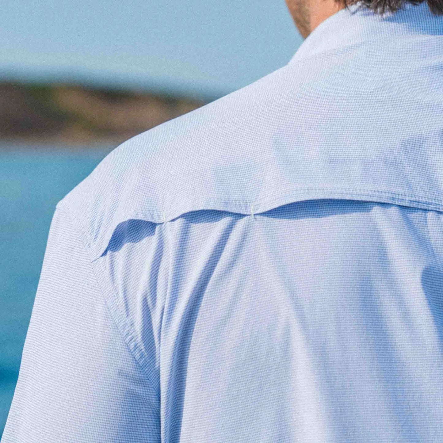 The Anchoa by Poncho- Blue Microcheck