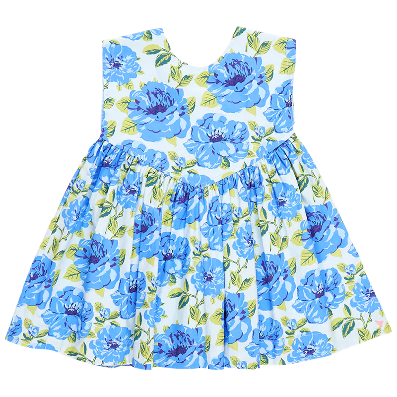 Girls Gracie Dress- Blue Peonies