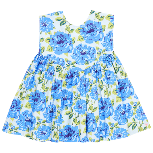 Girls Gracie Dress- Blue Peonies