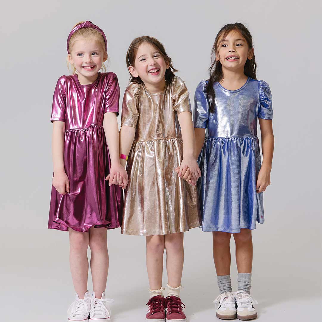 Girls Lame Laurie Dress- Champagne