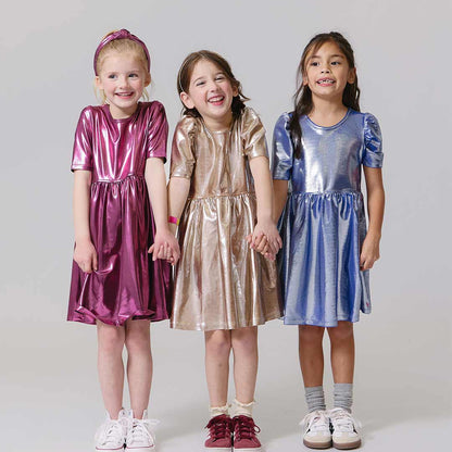 Girls Lame Laurie Dress- Champagne