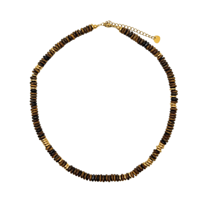 Small Espresso Gemstone Necklace with Gold Accents