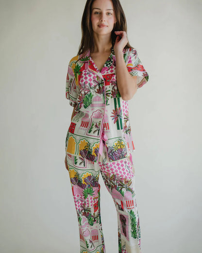 Katie Kime PJ Pant Set- Greco Garden