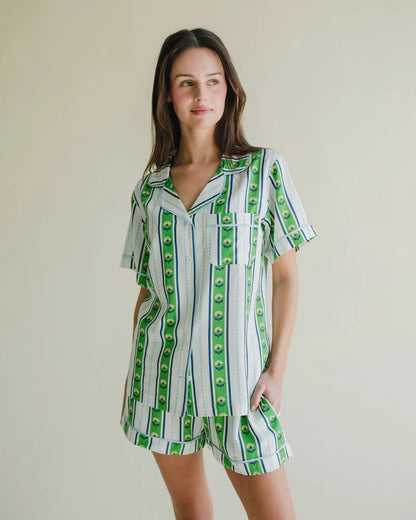 Katie Kime PJ Short Set- Garden Stripe