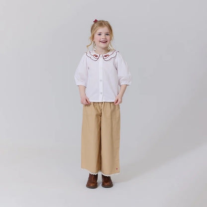 Girls Darcy Top- White Harvest Embroidery