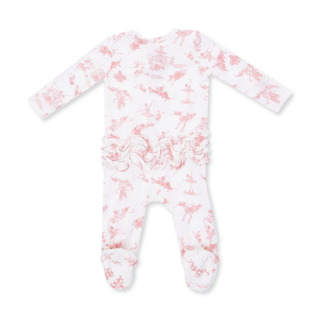 Ballet Toile 2-Way Ruffle Back Zipper Footie