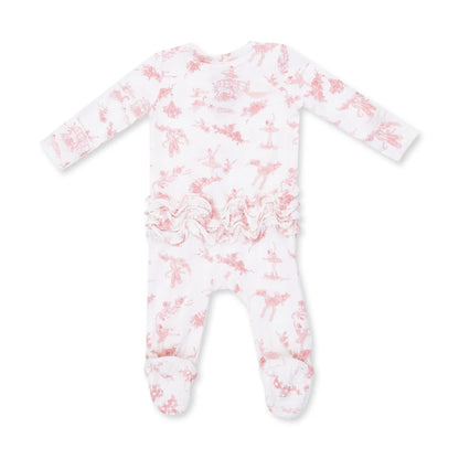 Ballet Toile 2-Way Ruffle Back Zipper Footie