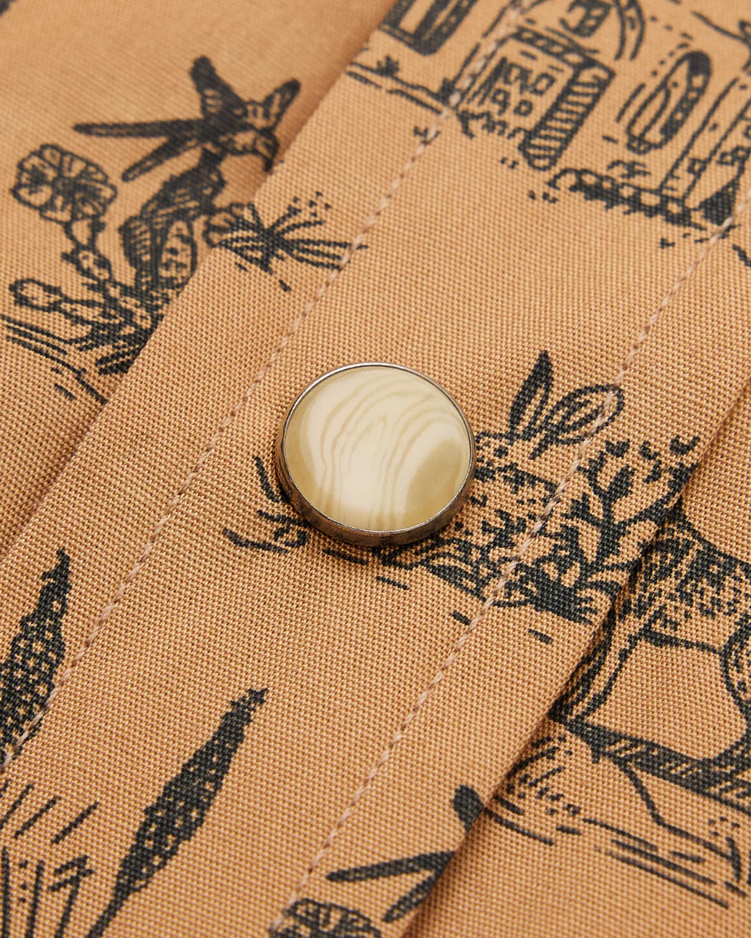 Signature Pearl Snap- Tan West Texas Toile