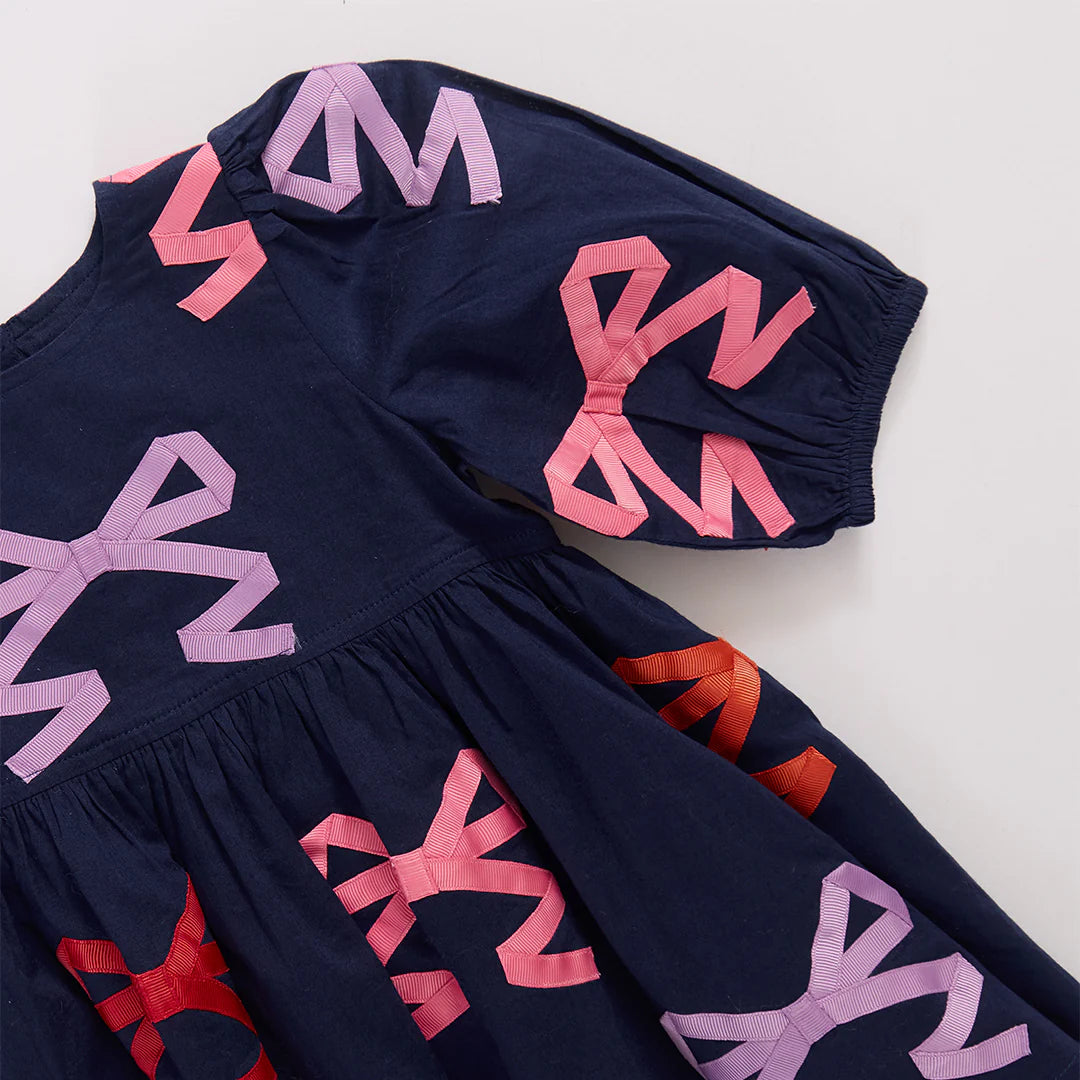 Girls Brooke Dress- Multi Bow Applique