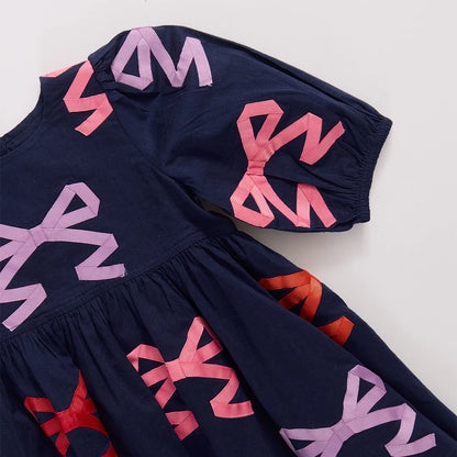 Girls Brooke Dress- Multi Bow Applique