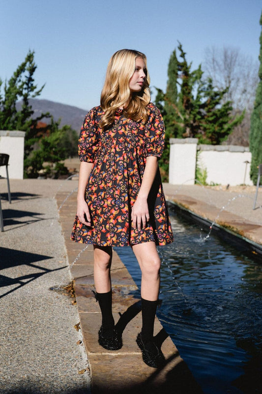 Girls Lotus Dress- Black