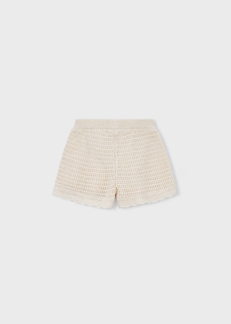 Girls Openwork Shorts- Chickpea