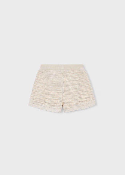 Girls Openwork Shorts- Chickpea