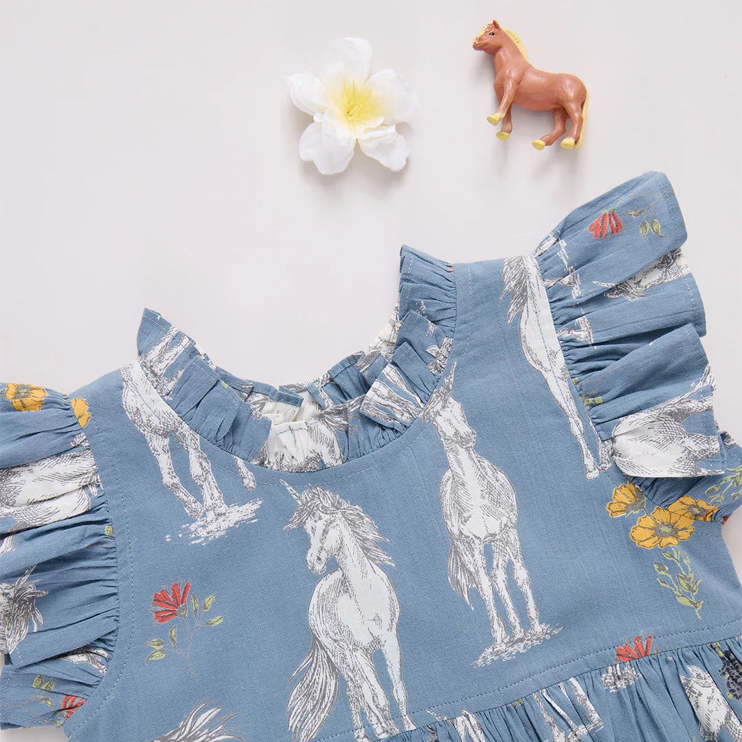 Girls Jennifer Dress- Unicorn Field