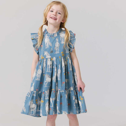 Girls Jennifer Dress- Unicorn Field