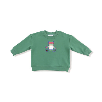 Drop Sleeve Sweatshirt- Holiday Plaid Bear