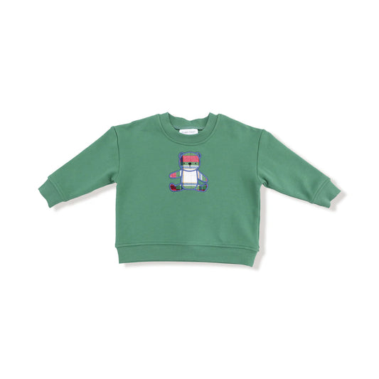 Drop Sleeve Sweatshirt- Holiday Plaid Bear