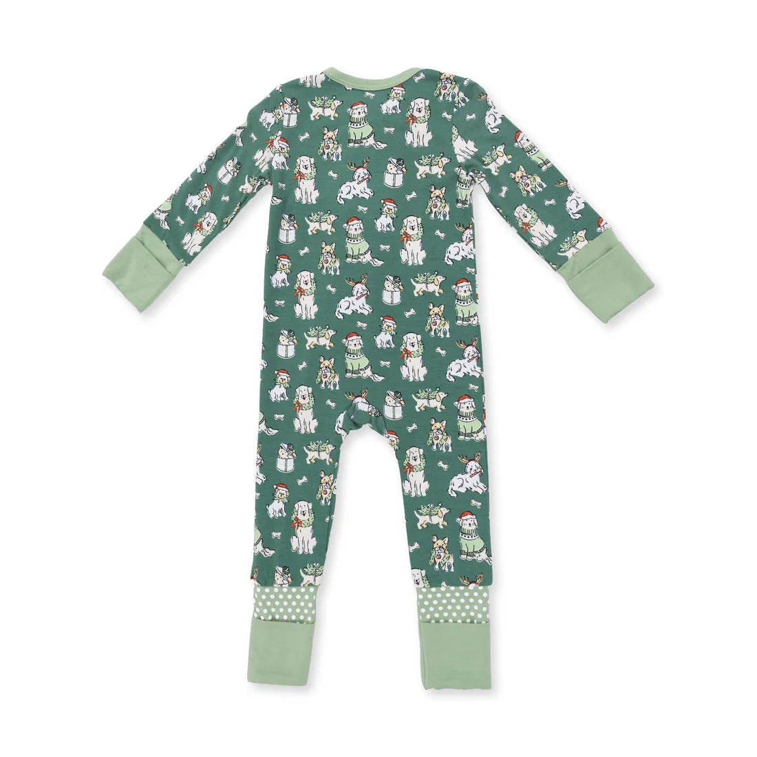 Green Christmas Dogs Convertible Romper