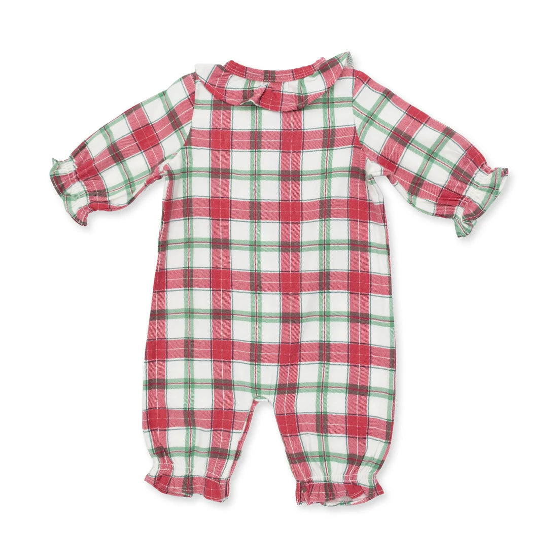 Holiday Plaid Ruffle Collar Romper