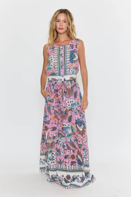 Farrah Tiered Maxi Skirt- Fuchsia