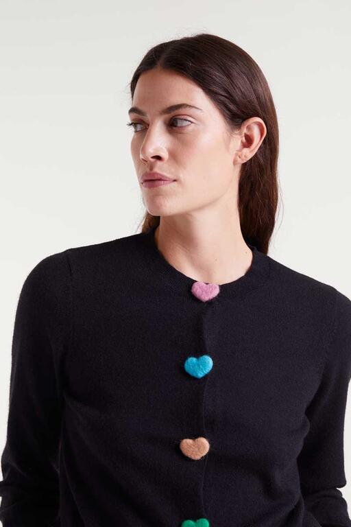 Black Multi Heart Cardigan