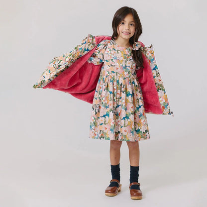 Girls Ruffle Pete Puffer- Watercolor Floral