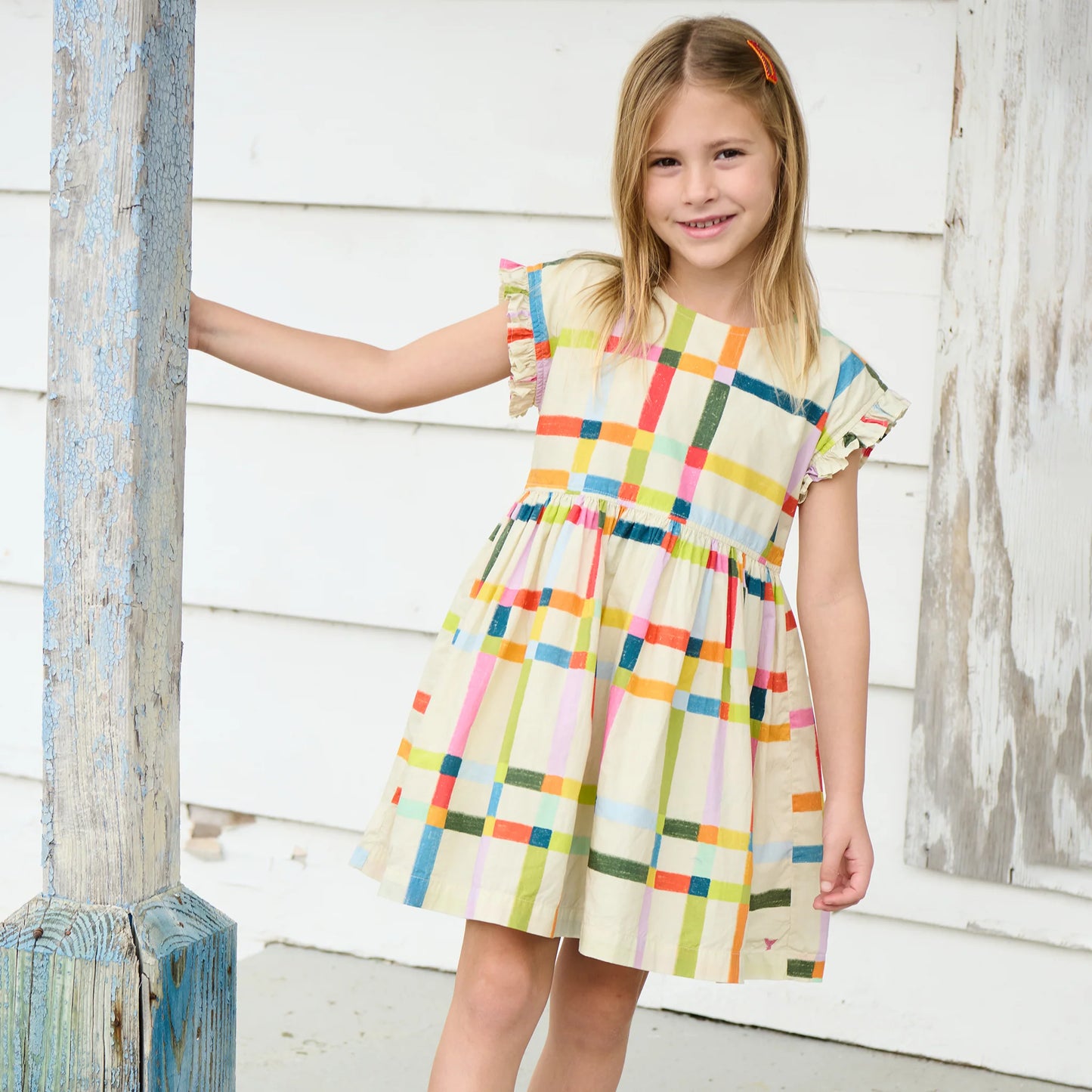 Girls Adaline Dress- Multi Tattersal