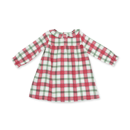 Long Sleeve Gown w/ Ruffle Collar- Holiday Plaid