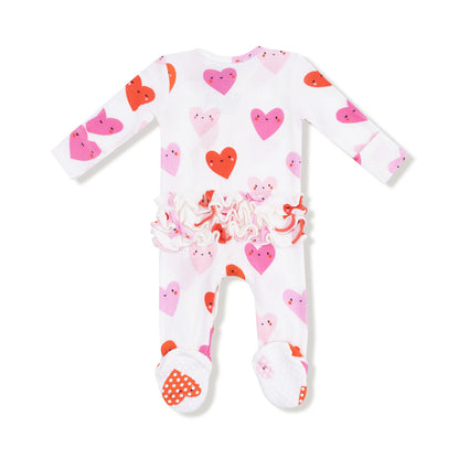 Happy Hearts Valentine 2 Way Ruffle Zipper Romper