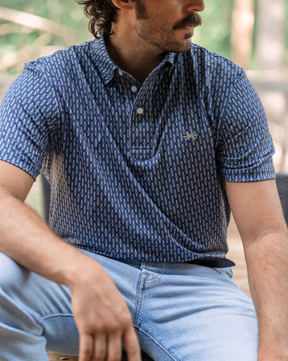 Texas Traditions Polo- Navy Serape