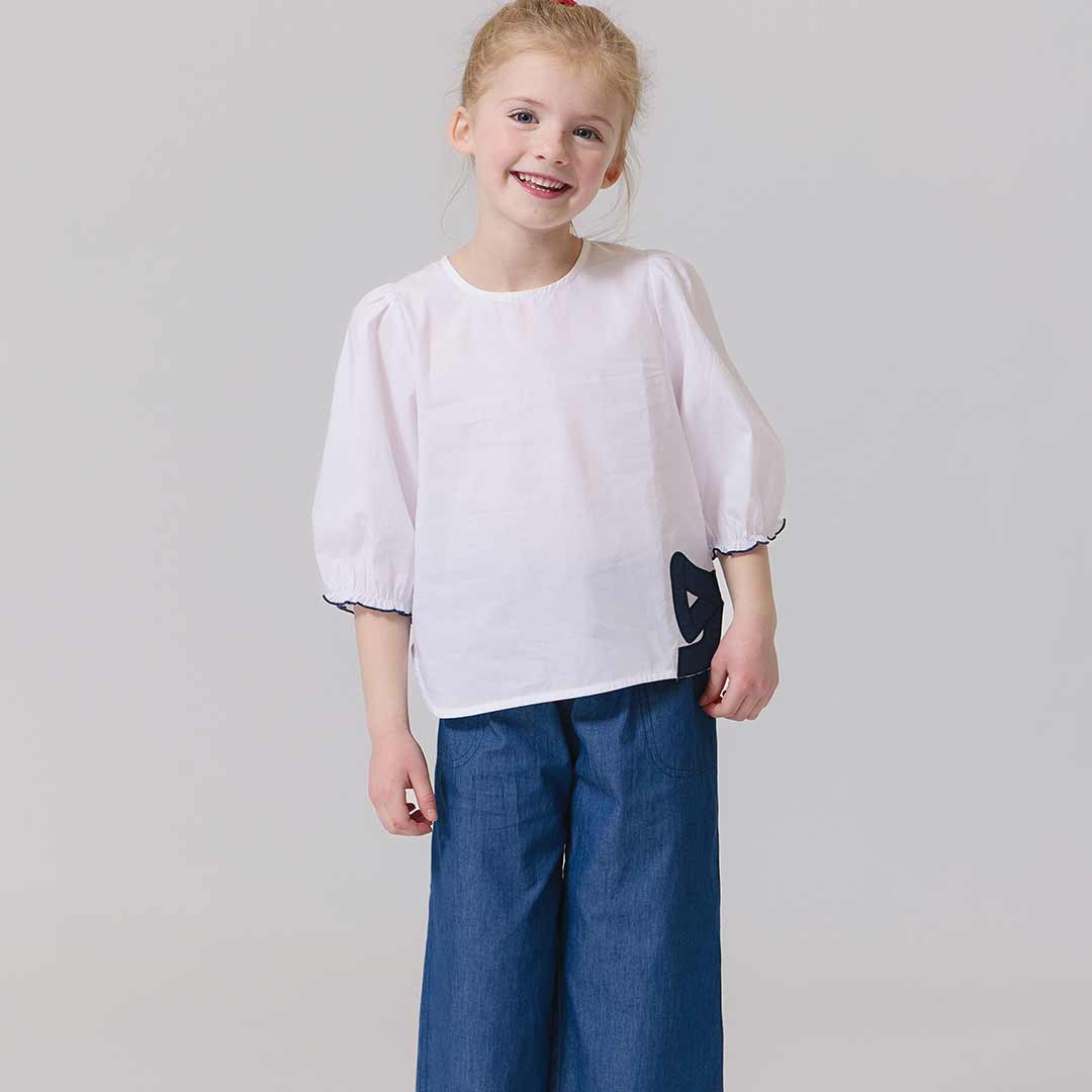 Girls Dana Bow Top- White