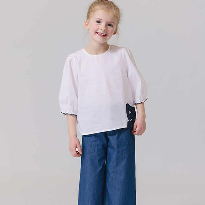 Girls Dana Bow Top- White