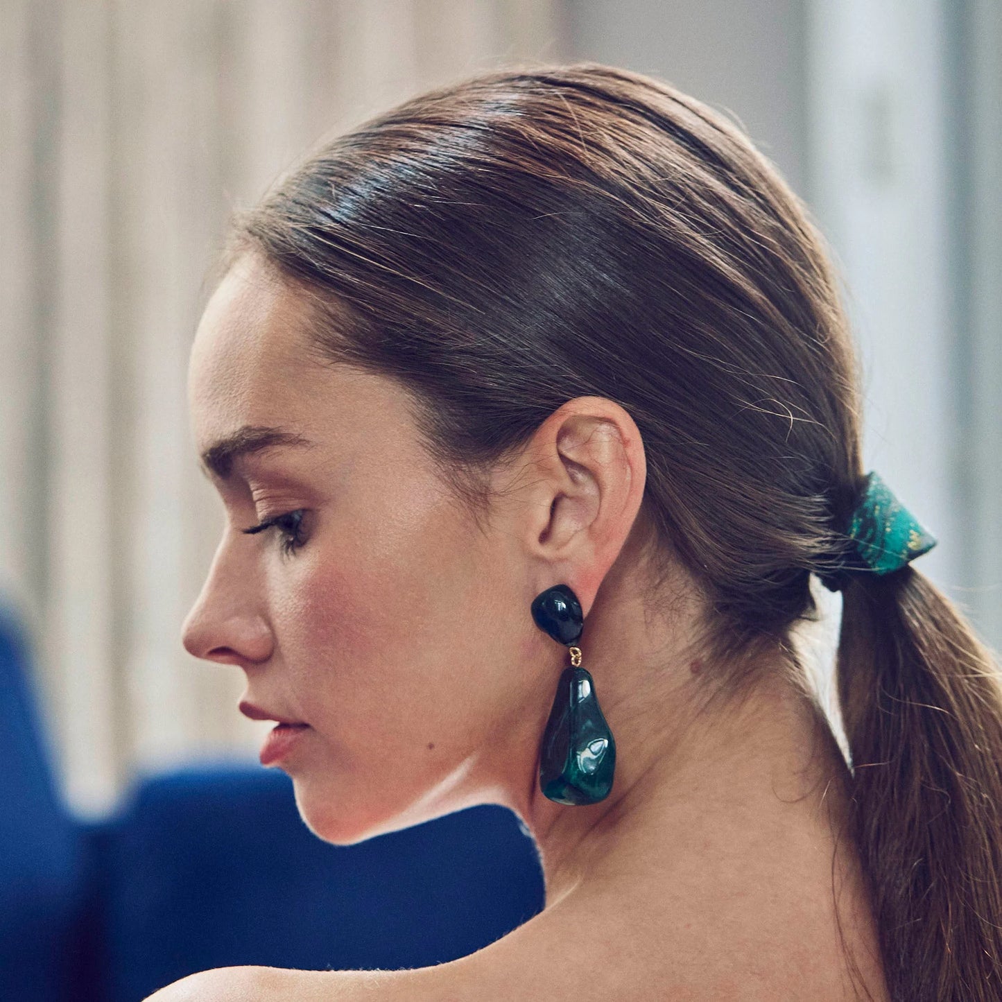 WILMA PINE GREEN DROP EARRINGS
