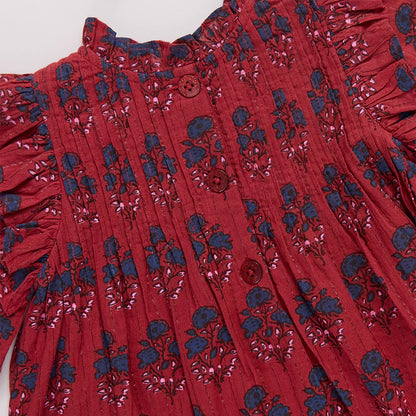 Girls Jaipur Dress- Red Autumn Strawflower