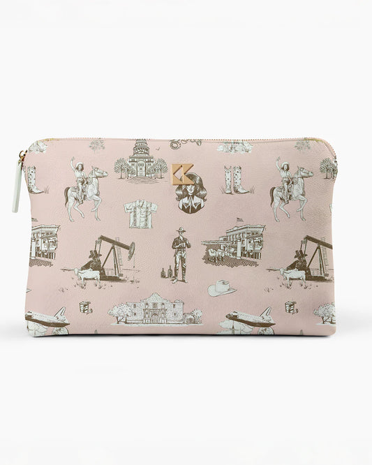 The Oversized Accessory Bag by Katie Kime- Brown + Pink Texas Toile