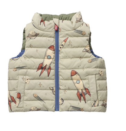 Kids Reversible Riley Vest - Space Rocket