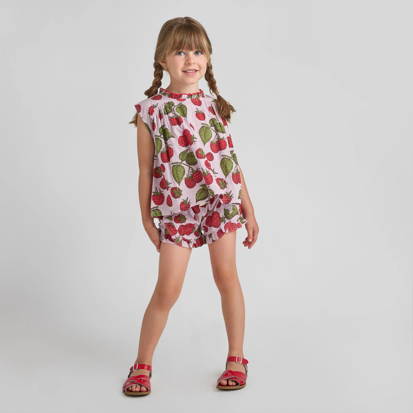 Girls Scallop Misha Top- Lavender Raspberries
