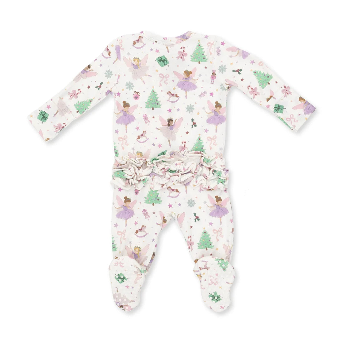 Sugar Plum Fairies 2-Way Ruffle Back Zipper Footie