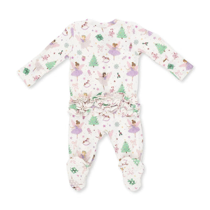 Sugar Plum Fairies 2-Way Ruffle Back Zipper Footie