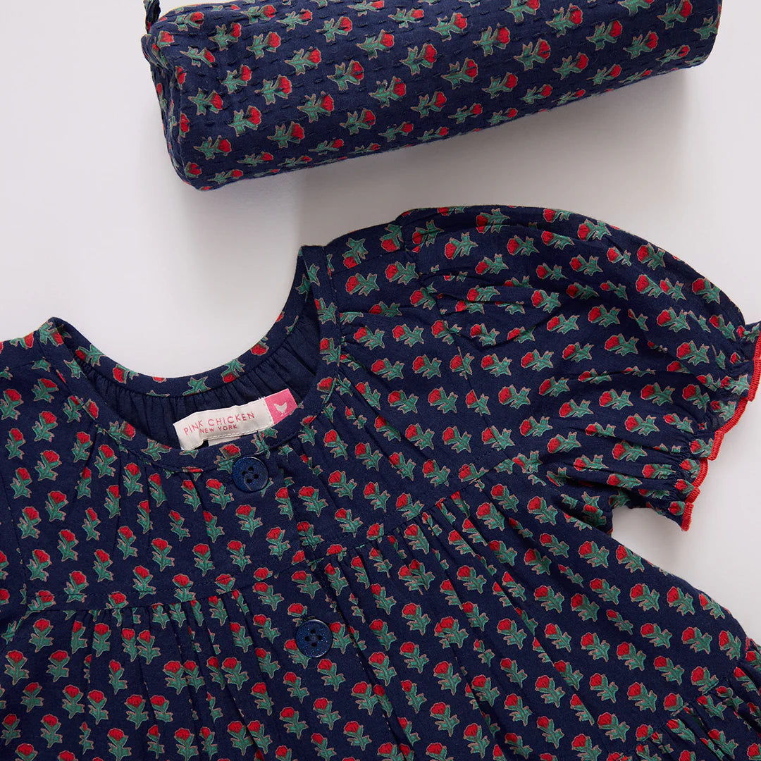 Girls Elizabeth Dress- Navy Carnation