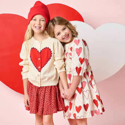 Girls Gianna Skirt- Red Mini Hearts
