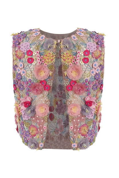 Floral Embrace 3D Embellished Top