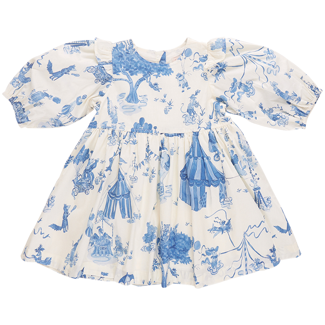 Girls Brooke Dress- Blue Circus